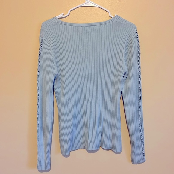 S French Connection Long Sleeve Knit Top Hole Design Knitted Sweater V Neck - Picture 9 of 9
